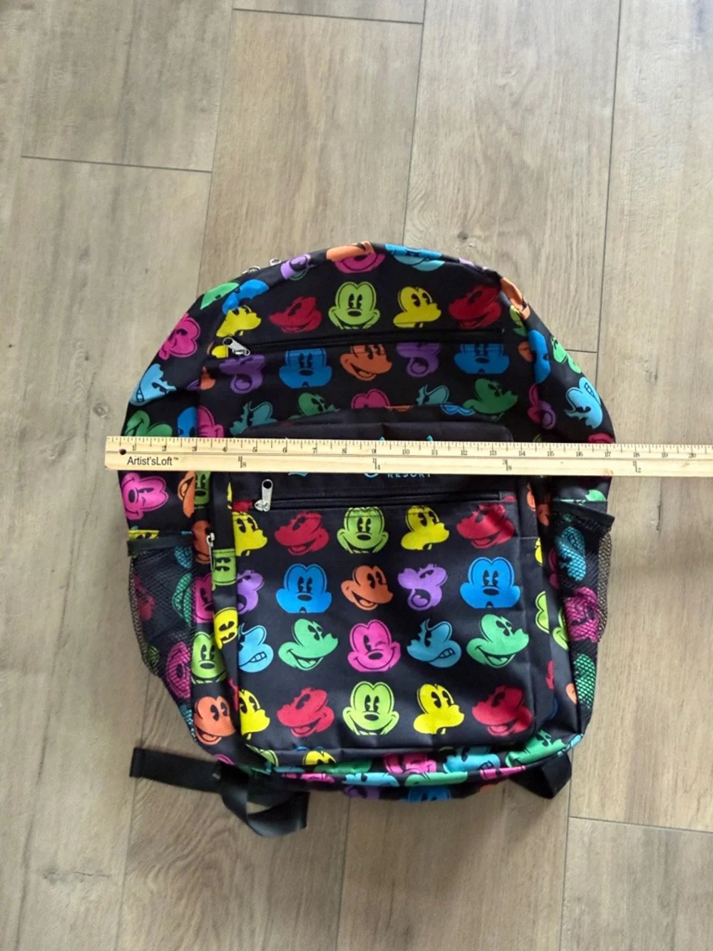 Disneyland Resort Exclusive Mickey Mouse Rainbow Face Backpack Embroidered EUC